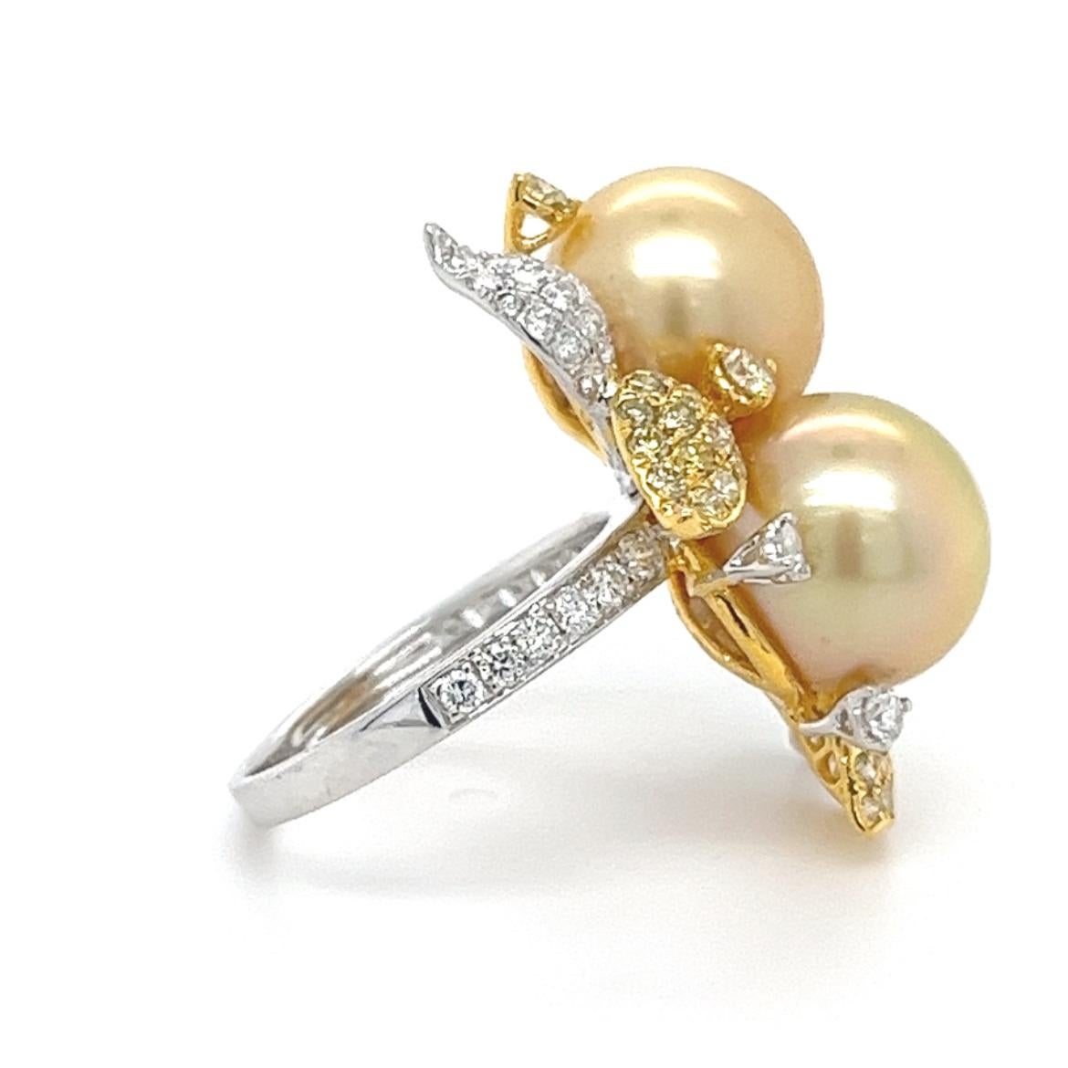 Anello con perla d'oro e diamanti in oro bianco 18 carati In condizioni Nuovo in vendita a Hong Kong, HK