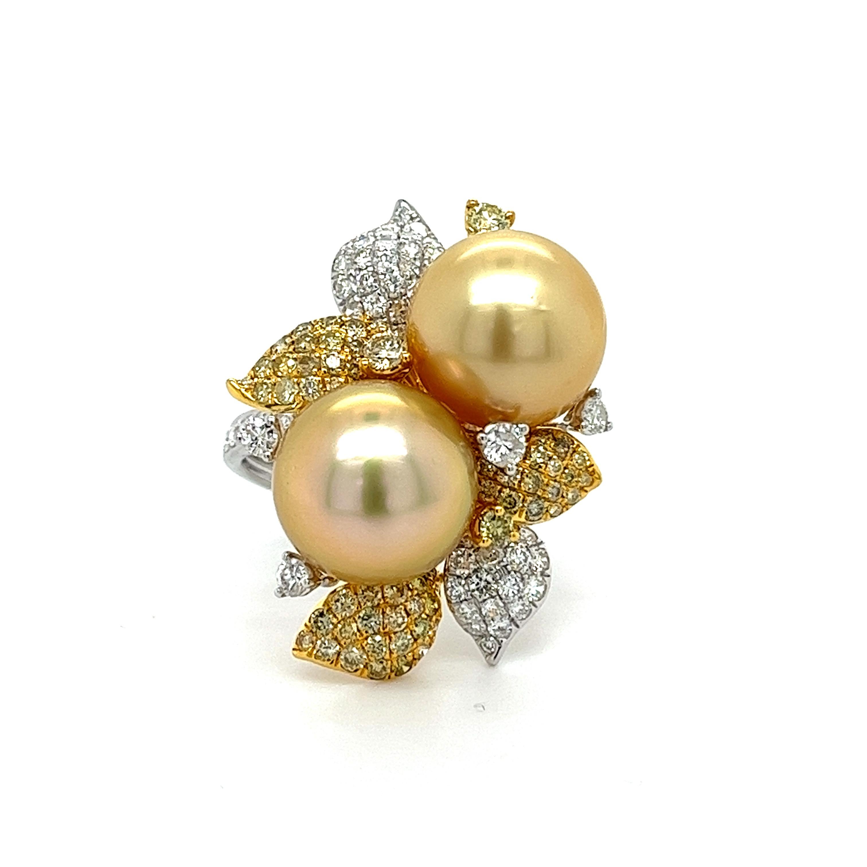 Anello con perla d'oro e diamanti in oro bianco 18 carati in vendita 1