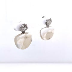 18k White Gold Grain Studs with White Druzy Jackets