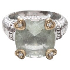 18K White Gold & Green Amethyst Judith Ripka Ring Size US S