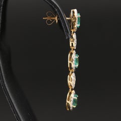 18K White Gold Green Emerald and Diamonds Earrings for women