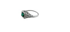 18K White Gold Green Garnet Filigree Ring #15993