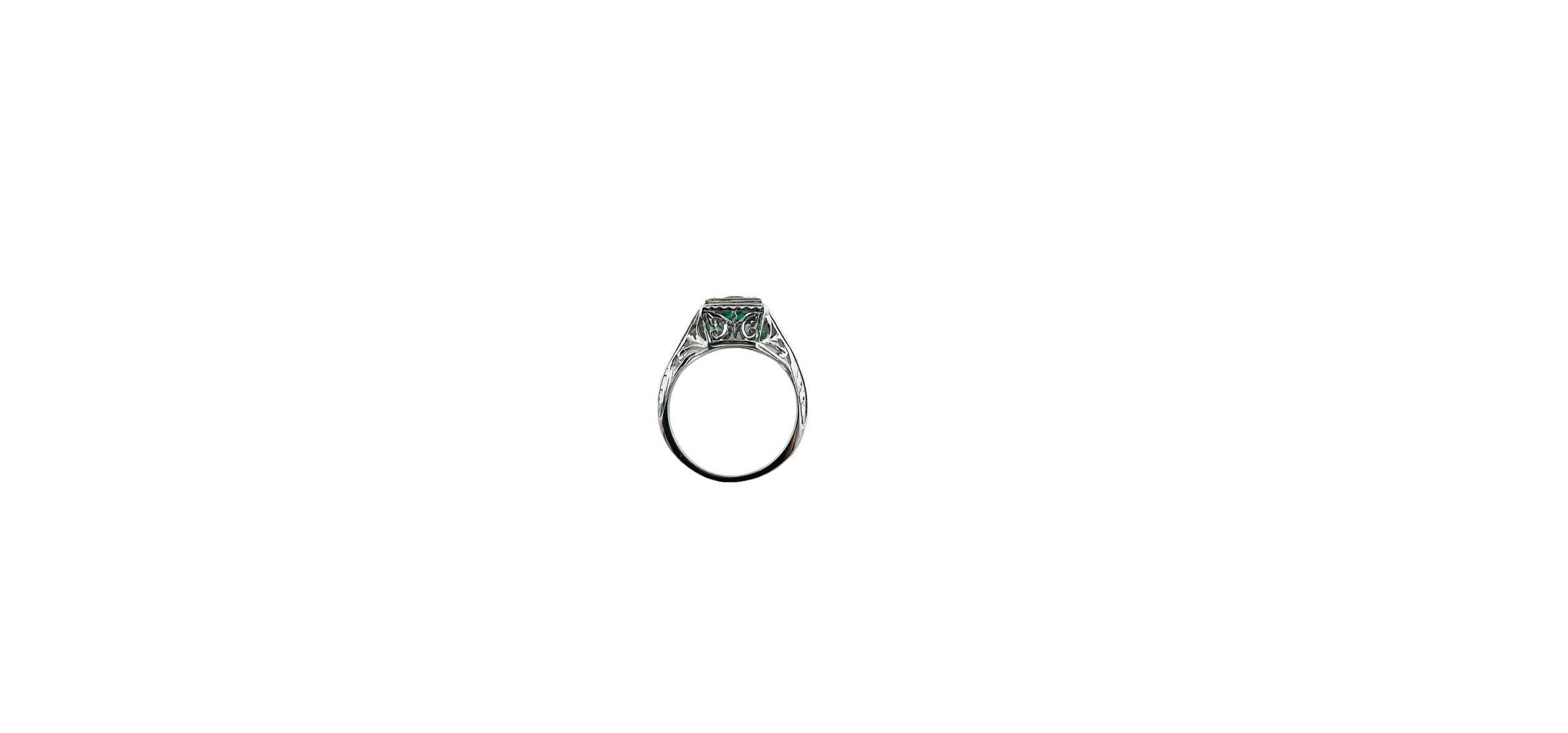 18K White Gold Green Garnet Filigree Ring #15993 For Sale 1