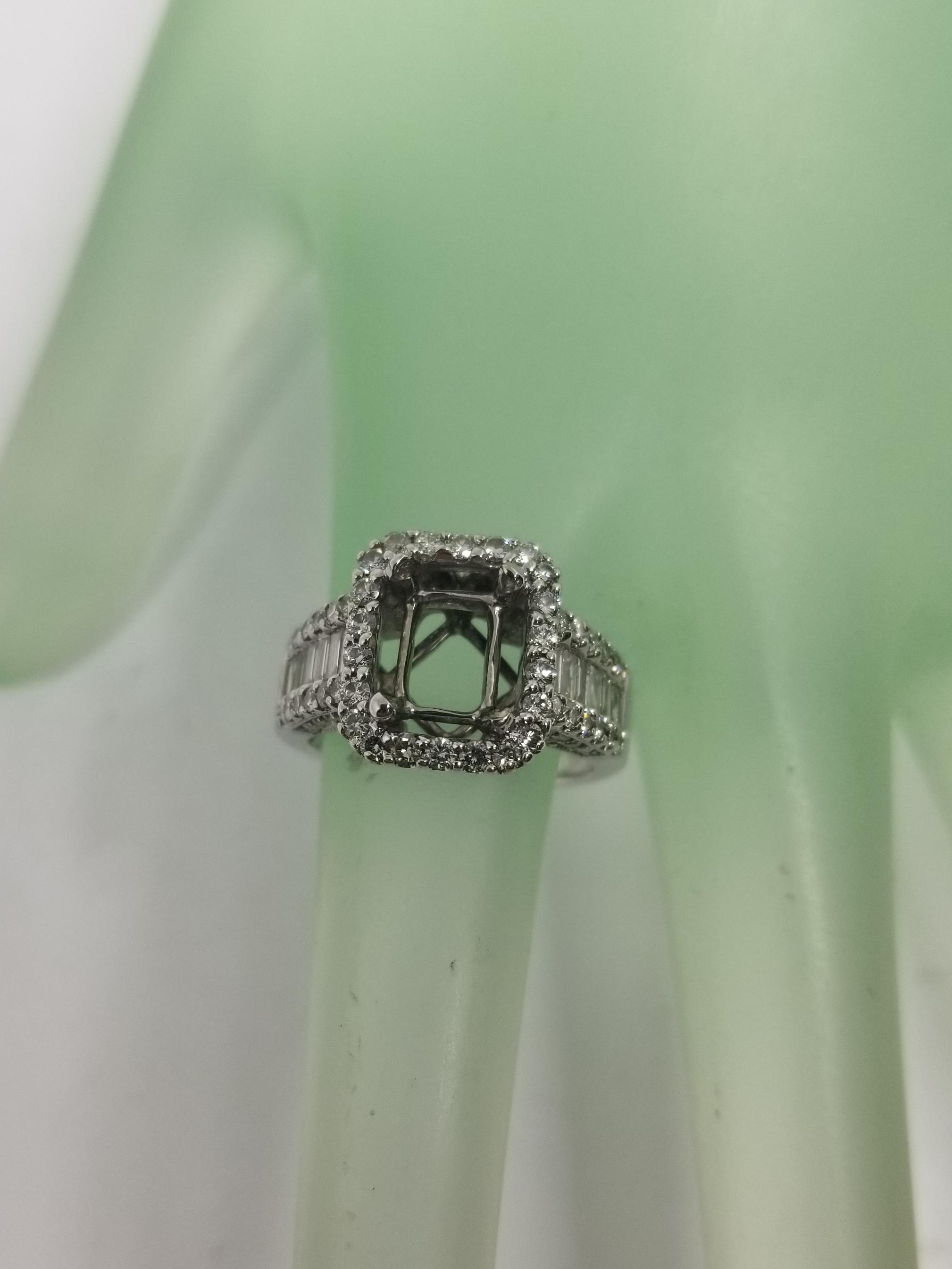 18 Karat White Gold Green Tourmaline and Diamond Halo Ring 2