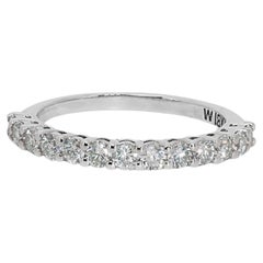 18k White Gold Half Eternity Band Ring w/ 1.01 Carat Natural Diamonds IGI Cert