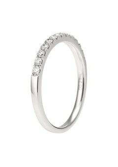 18K White Gold Half Eternity Diamond Ring, 0.21ct, Size 4.5