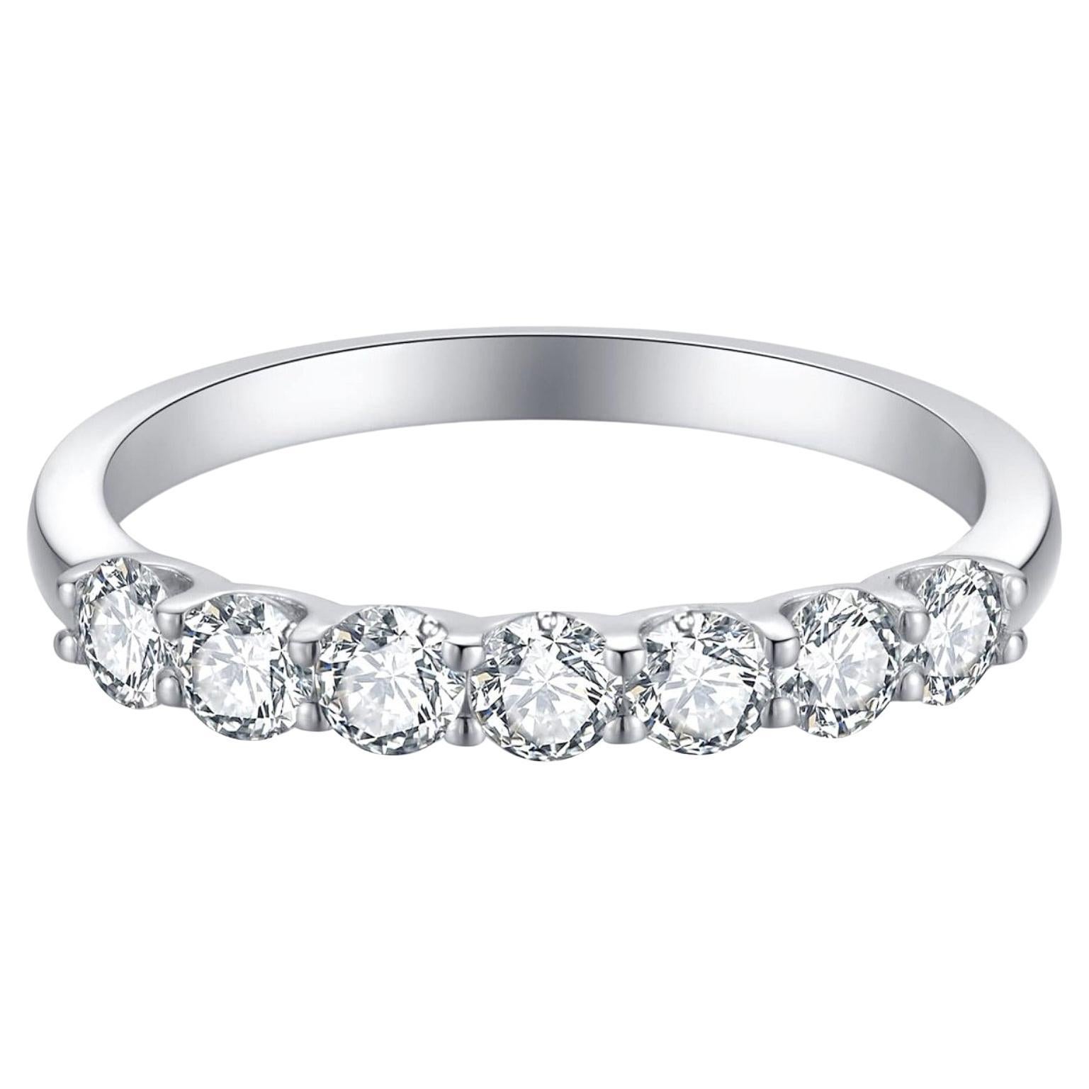 18K White Gold Half Eternity Ring with Round Brilliant Diamonds (Made to Order) For Sale