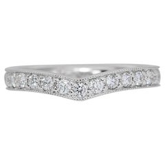 18k White Gold Half Eternity Stack Ring with 0.51 Ct Natural Diamonds