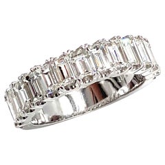 18K White Gold Half Way Baguette Anniversary Ring Band