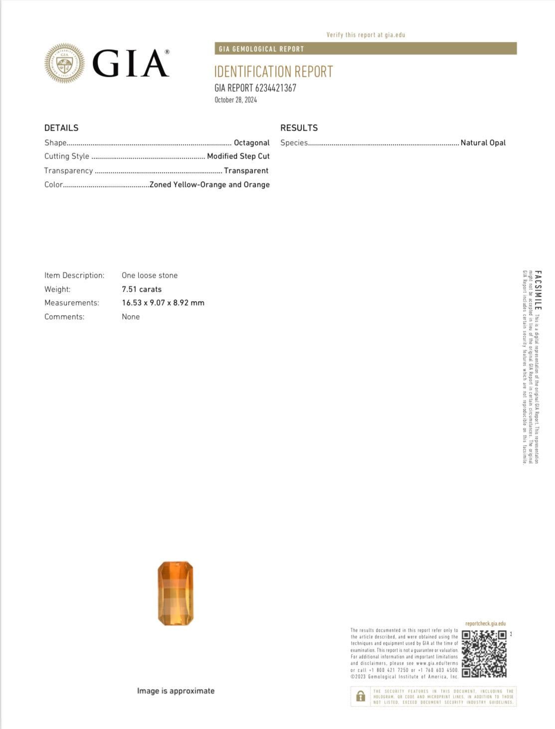 18K White Gold Halo Diamond GIA Certified 7.51 Carat Radiant Cut Fire Opal Ring For Sale 5
