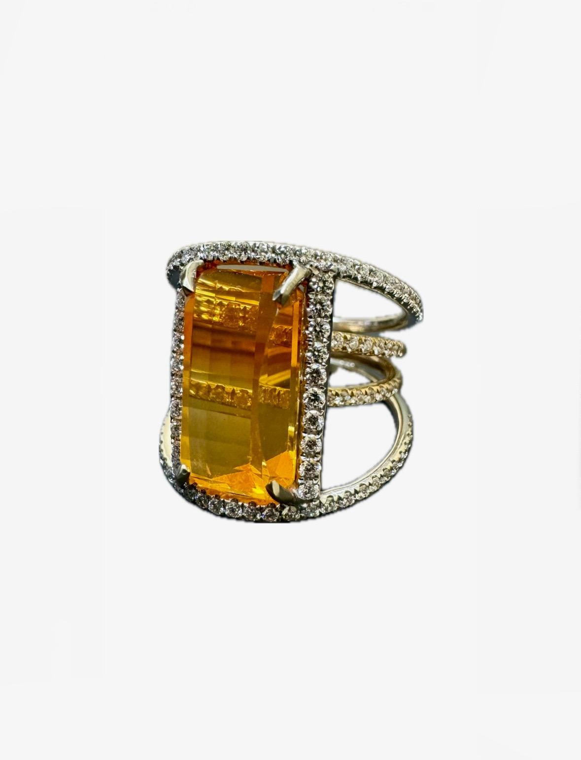 18K White Gold Halo Diamond GIA Certified 7.51 Carat Radiant Cut Fire Opal Ring In New Condition For Sale In Los Angeles, CA