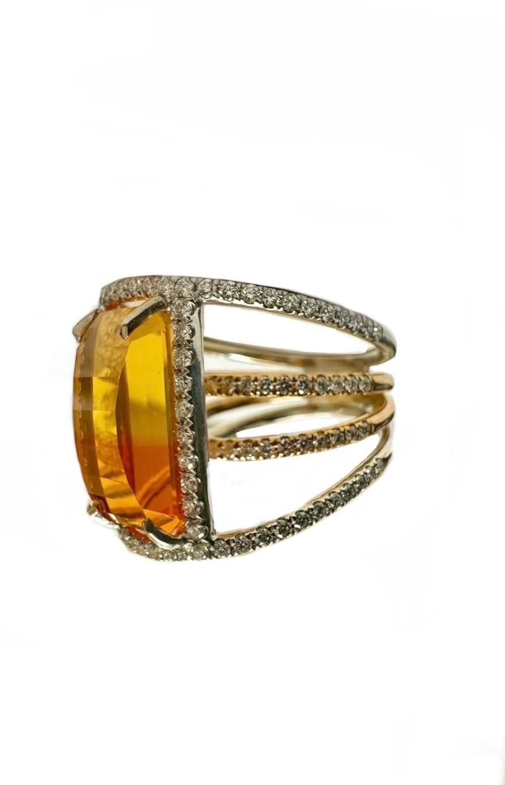 18K White Gold Halo Diamond GIA Certified 7.51 Carat Radiant Cut Fire Opal Ring For Sale 4