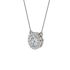 18 Karat White Gold Halo Diamond Pendant '3/4 Carat'