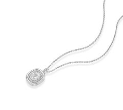 Collana con ciondolo a forma di aureola in oro bianco 18k con diamante naturale taglio cuscino da 1,01 tcw