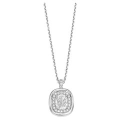 Collana con ciondolo a forma di aureola in oro bianco 18k con diamante naturale taglio cuscino da 1,01 tcw