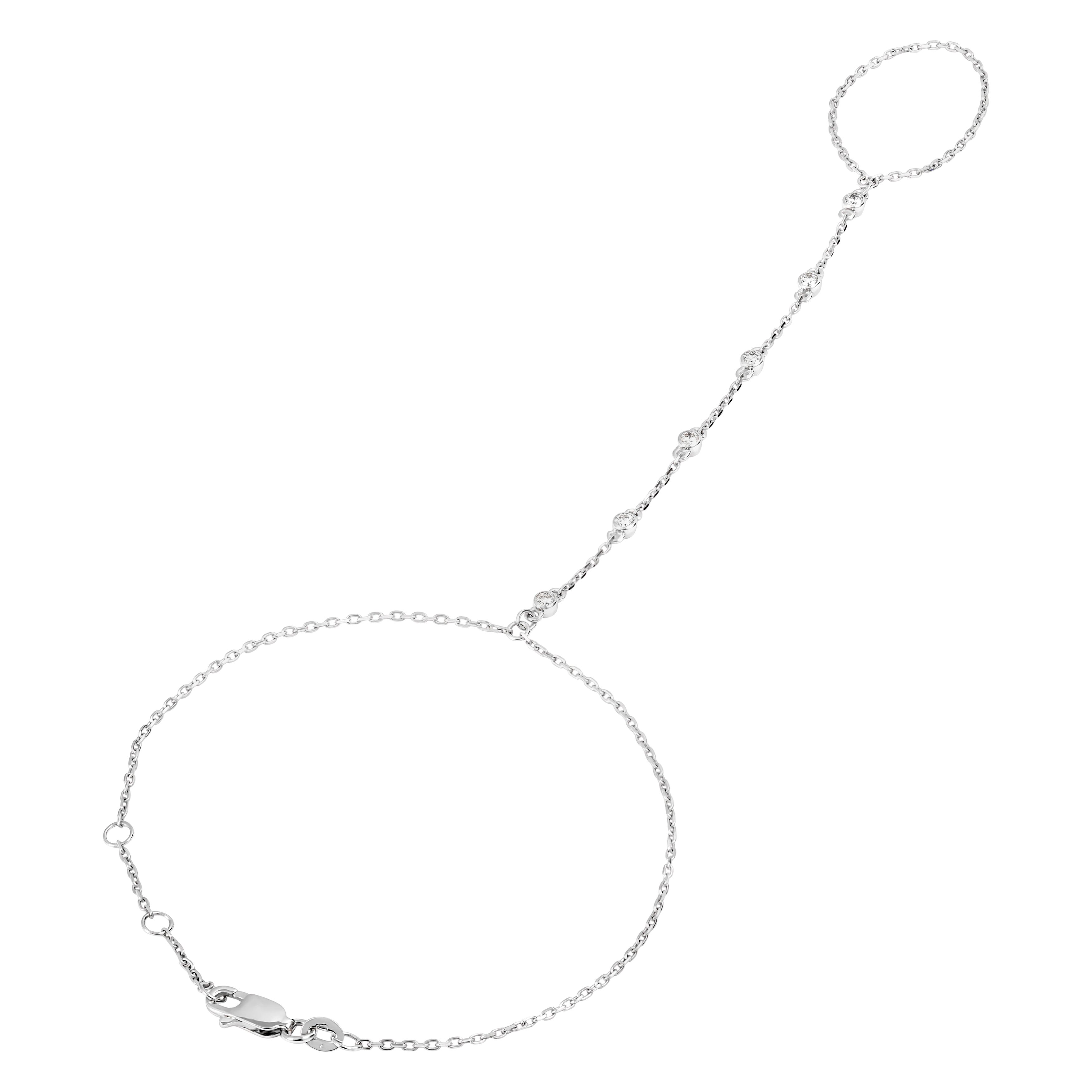 18K White Gold Hand Chain Bracelet with Natural Diamonds
