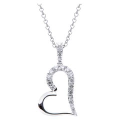 18K White Gold Hanging Heart Diamond Necklace