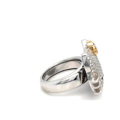 18k White Gold Happy Kitty Diamond and Ruby Ring Size: 7 14.2 grams