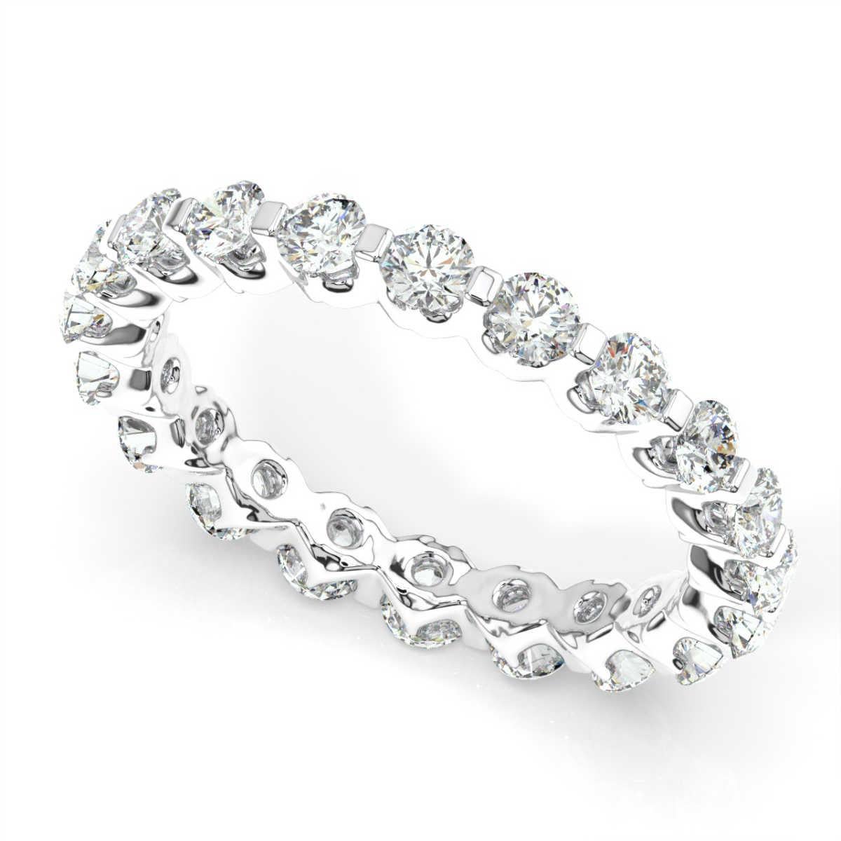 Round Cut 18K White Gold Harlow Eternity Diamond Ring '1 1/2 Ct. tw' For Sale