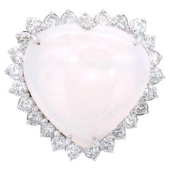 18K White Gold Heart Cocktail Ring with 11.50 CTW in Opal & Diamond