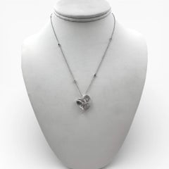 18k White Gold Heart Pendant with Diamonds and 15" Necklace.
