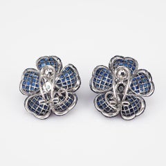 18 Carat White Gold Heart Petal Sapphire Invisible Earrings