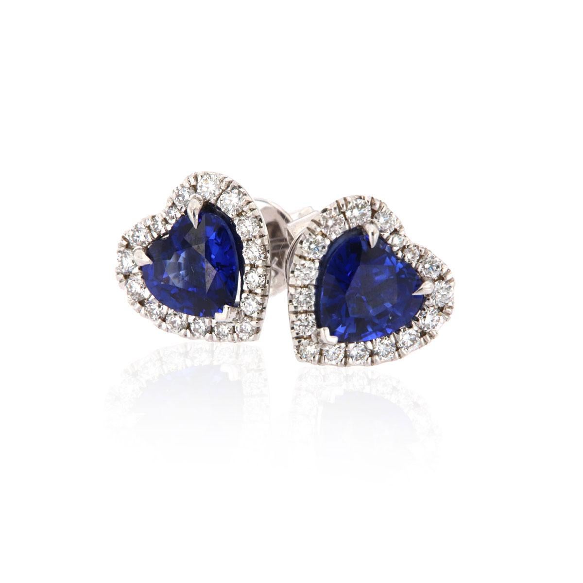 blue sapphire heart earrings
