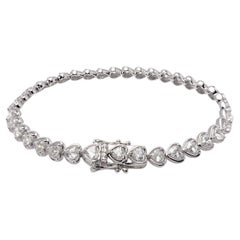 Bracciale tennis con diamanti a forma di cuore in oro bianco 18 carati - 4,84 carati