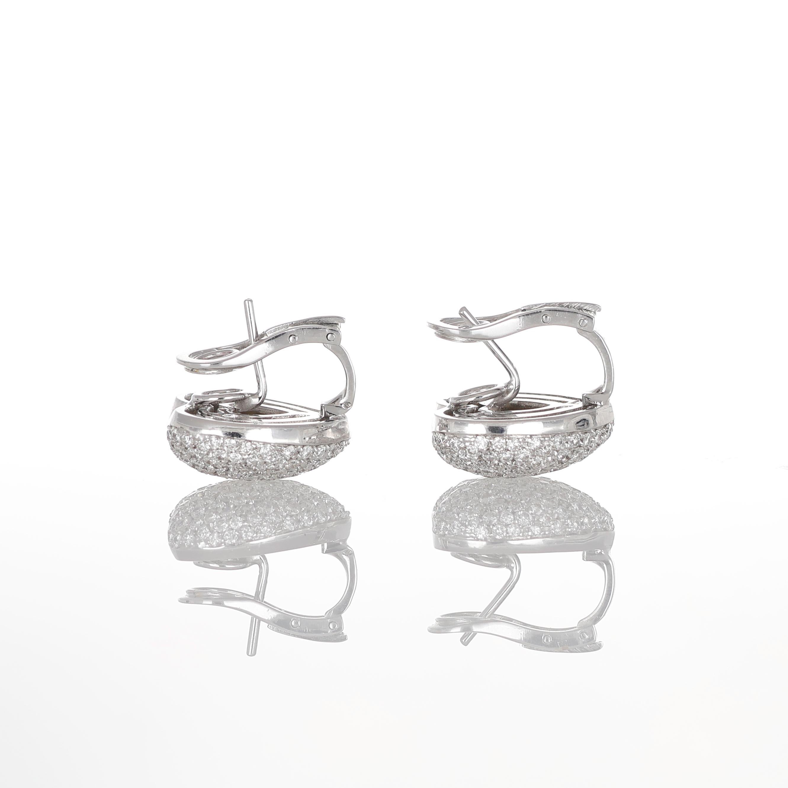 18K White Gold Heart-Shaped Diamond Pavé Earrings For Sale 4