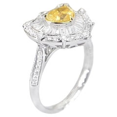 18K Weißgold Herz Gelb Diamant & Diamant Ring