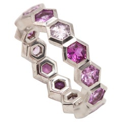 18K White Gold Hexagon-cut Pink Sapphire Eternity Band Ring