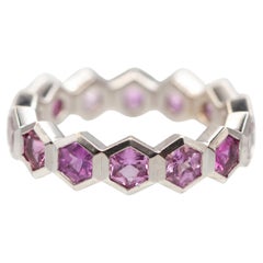 18K White Gold Hexagon-cut Pink Sapphire Eternity Band Ring