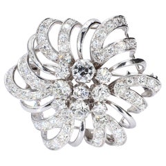18k White Gold Hexagonal Brooch with 8cts of Diamonds