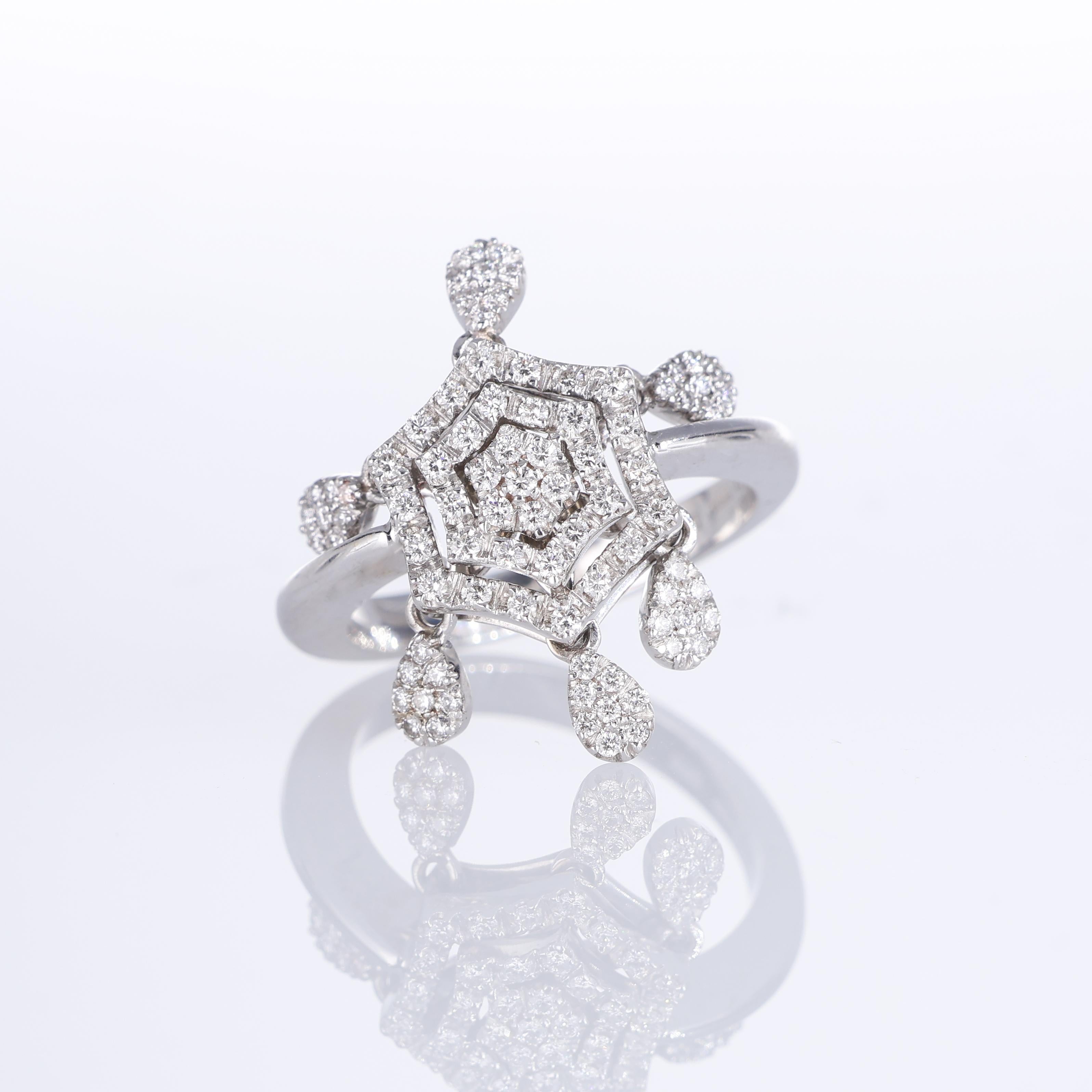 IMPORTANT NOTE:
✔ No additional costs will be added to this order.
✔ Shipping and customs duties are fully covered by us.
--------------------
An elegant 18K white gold ring featuring a hexagonal design adorned with a sparkling pave of natural