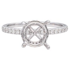Used 18k White Gold Hidden Halo Diamond Semi Mount Engagement Ring