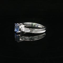 18k White Gold High Quality 1.80ctw Oval Sapphire Channel Baguette Diamond Ring