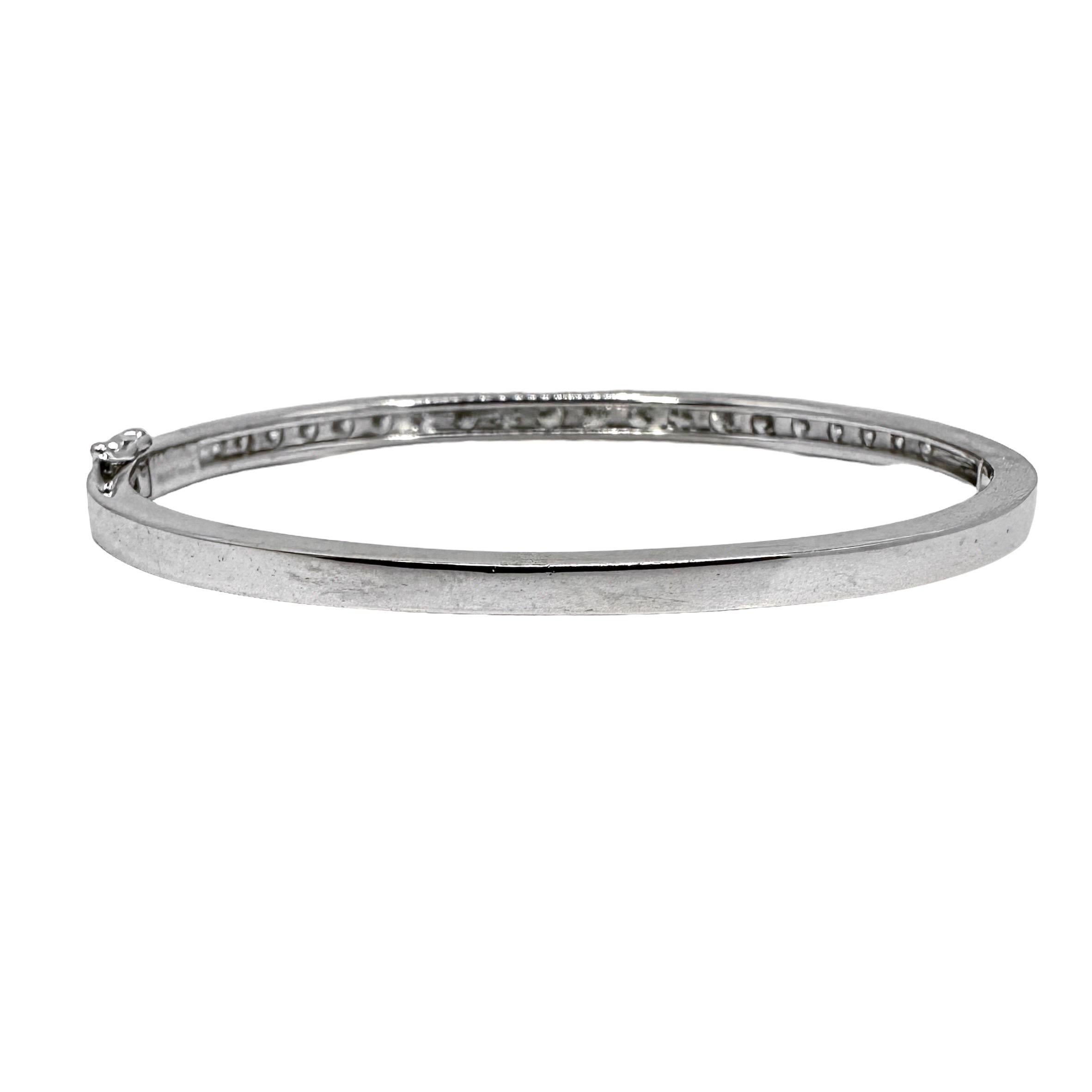 Brilliant Cut 18K White Gold Hinged Bangle Bracelet with 2.20ct of Diamonds Across The Top