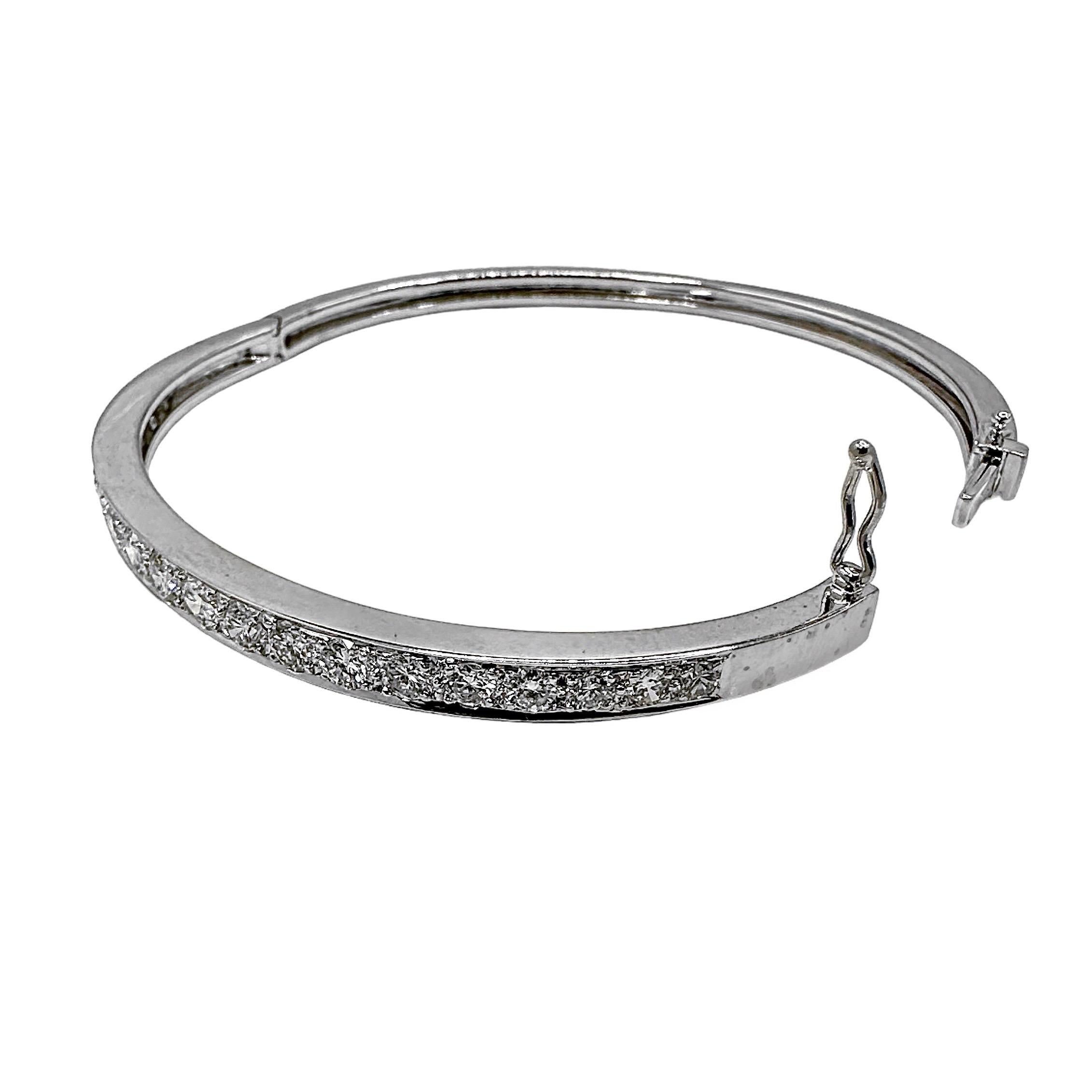 Women's 18K White Gold Hinged Bangle Bracelet with 2.20ct of Diamonds Across The Top