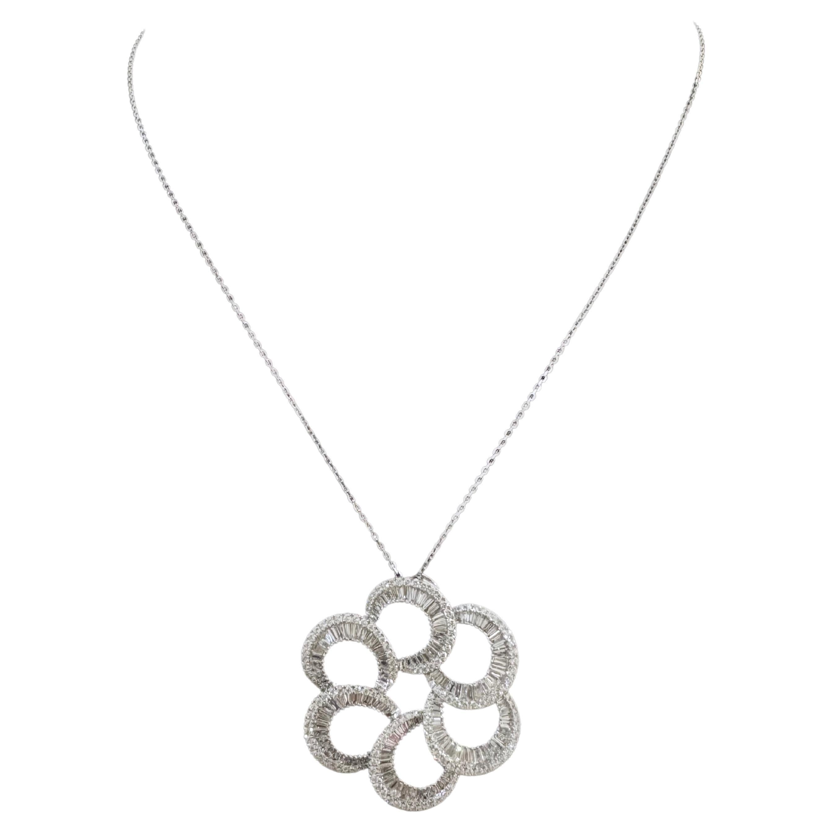 18k White Gold Honeycomb Diamond Pendant For Sale