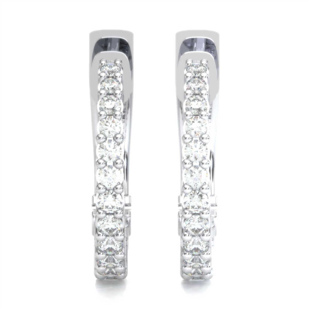 Round Cut 18 Karat White Gold Hoop Diamond Earrings '1/2 Carat' For Sale