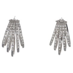 18K White Gold Hoop Earrings with Diamond Pavé