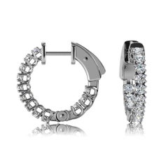 18 Karat White Gold Hoop Insideout Diamond Earings '3/4 Carat'