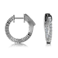18 Karat White Gold Hoop Insideout Diamond Earrings '1/2 Carat'