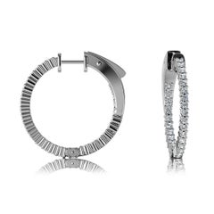 18 Karat White Gold Hoop Insideout Diamond Earrings '4/5 Carat'
