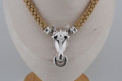 18k White Gold Horse Head Pendant with Diamond Eyes, 27.7 g