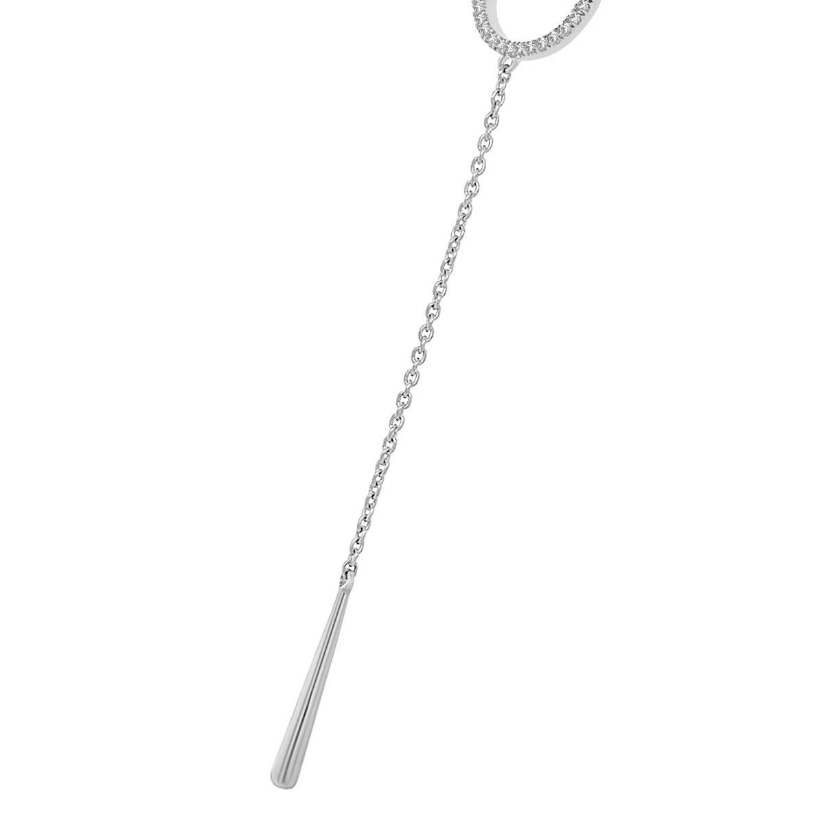Taille ronde Collier en or blanc 18 carats avec diamants en forme de fer à cheval de 1/10 carat en vente