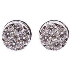 18k White Gold Illusion 1.30 Carat Diamond Stud Earrings