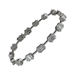 Gliederarmband aus 18 Karat Weißgold mit Illusion-Diamant im Smaragdschliff