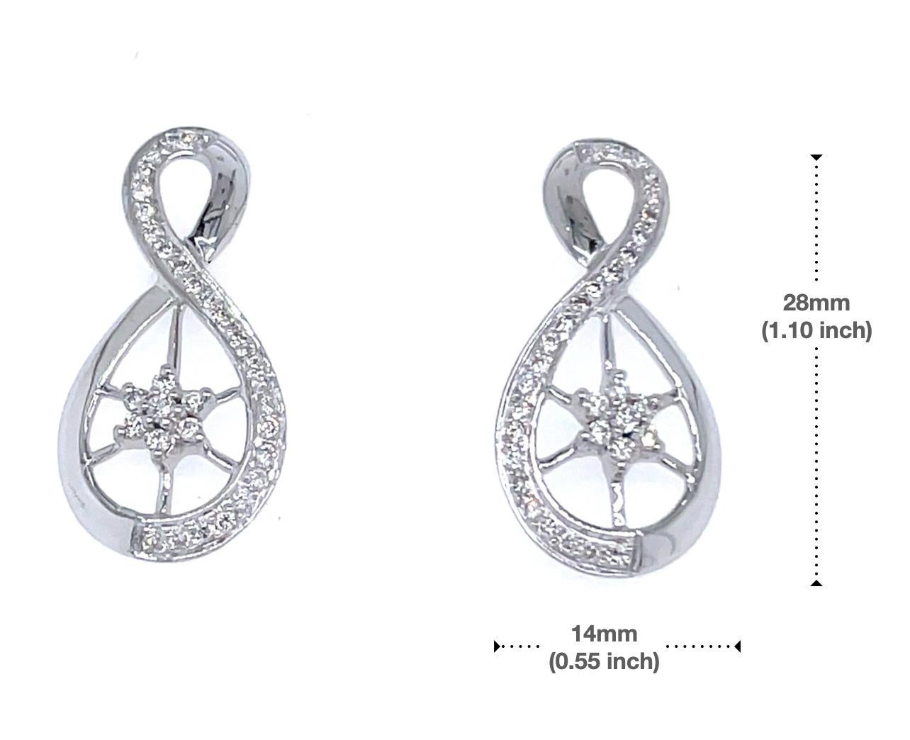 18k White Gold Infinity Diamond Earrings For Sale 3