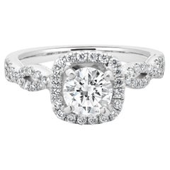 18K White Gold Infinity Halo Round Diamond Engagement Ring